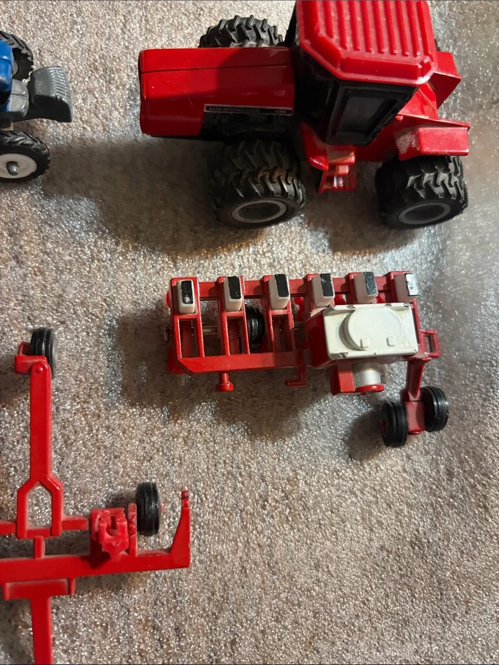 Kids Farm Tractor Playset with Blue Tractor and Red Implements Ertl